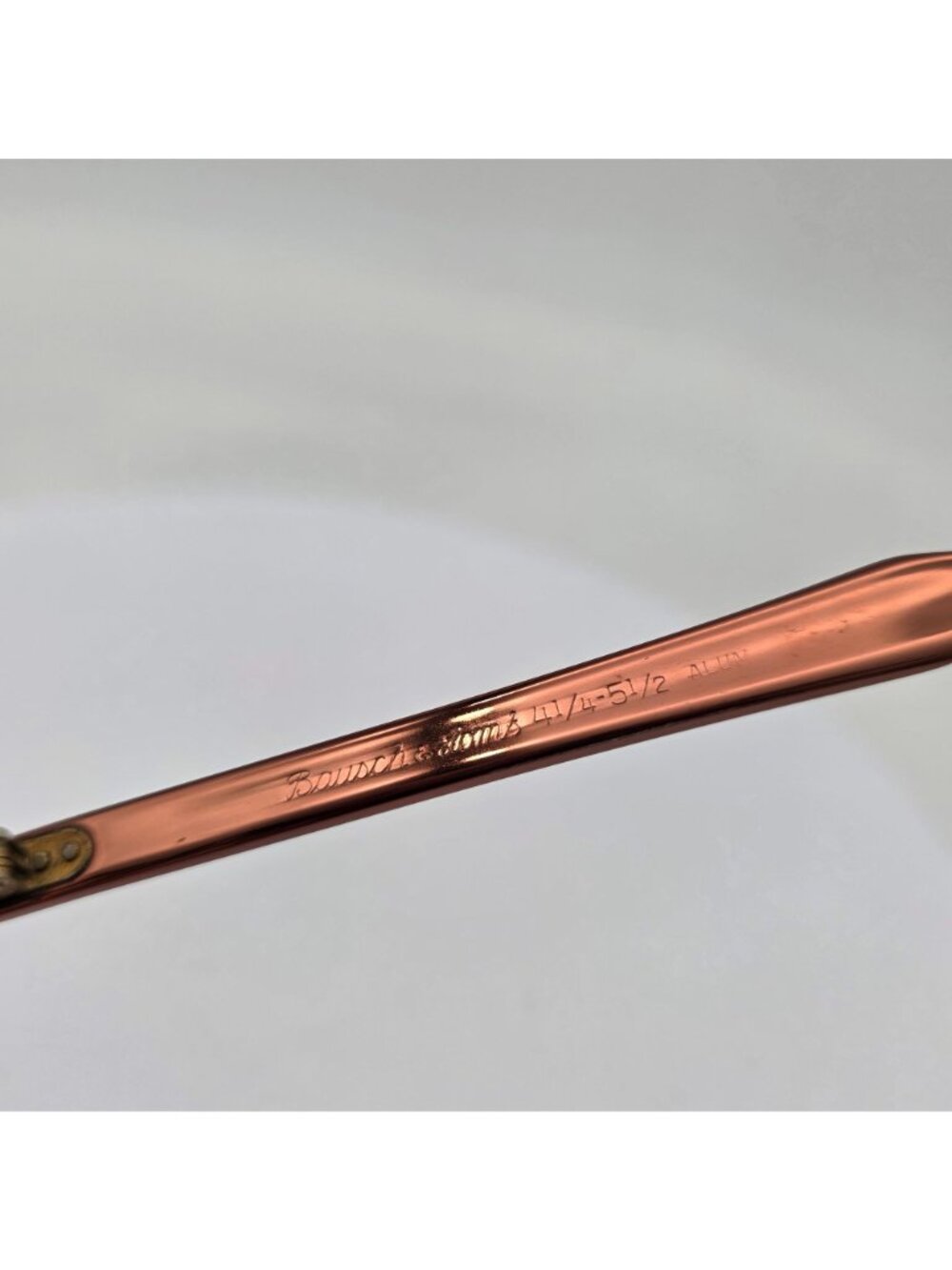 Bausch & Lomb Vintage Rimless Eyeglass Frames Rose Gold Brown Metal 5" Wide - Picture 12 of 12